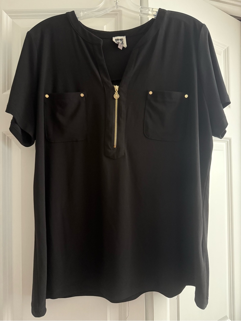 Anne Klein Black Short-Sleeve Top